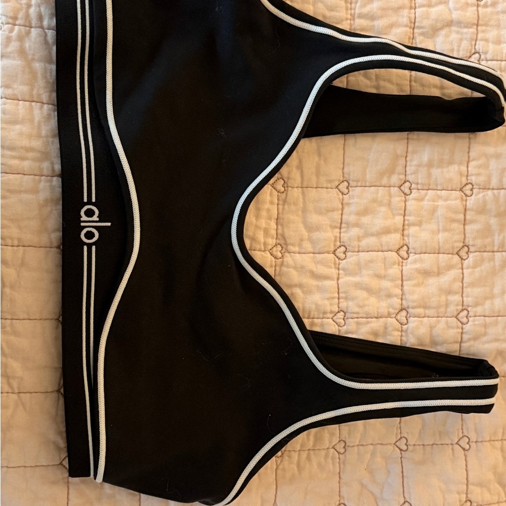 ALO Yoga Black and White Racerback Sports Bra
